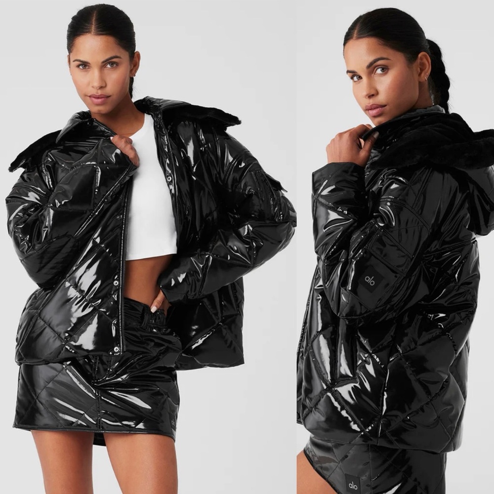 ALO Yoga Black High-Shine Puffer Jacket